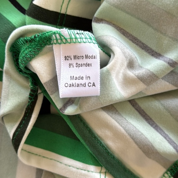 Lesley Evers Striped Green Sleeveless Tank Top Contrast Trim Multi Hues - Picture 9 of 11